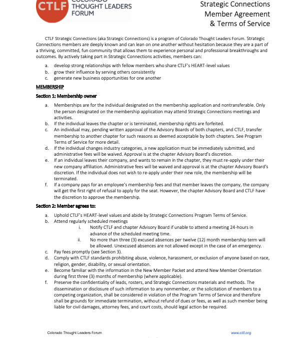Strategic Connections Member Agreement Terms of Service 2022 – FINAL